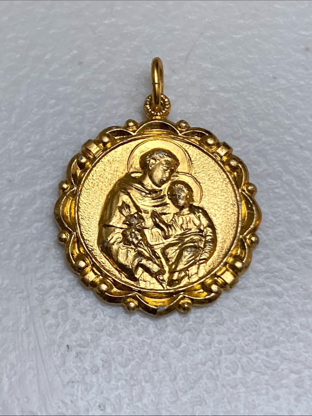 Vintage 70s St Anthony Church Religious Medal Pendant Catholic Devotional Charm